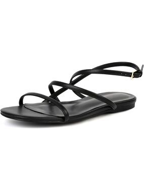 NWT Suiara Black Flat Strappy Sandals